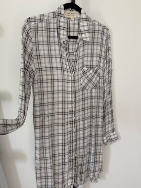 cloth & stone White and Black Plaid Shirt